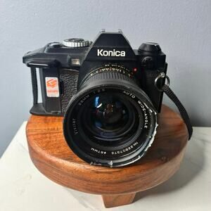 Konica FS-1 SLR Film Camera w/ Vivitar Wide Angle Lens UNTESTED Clear Viewfinder
